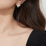 Pearl Bijou Square Motif Earrings