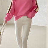 Contrast - color spliced round - neck sweatshirt