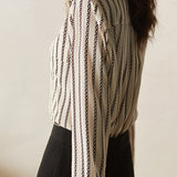 Double Flap Chain Stripe Long Sleeve Shirt