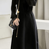 French-style spliced long-sleeved dress