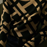 Modern Minimalist Geometric Pattern Knit Sweater