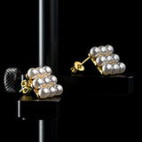 Pearl Bijou Square Motif Earrings