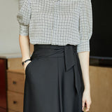 Volume Semi-Flare Skirt with Tie Belt