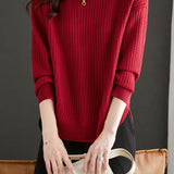 Solid Color Versatile Knit Base Layer Top