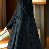 Elegant Lace-Paneled Mock Neck Dress