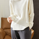 High Neck Button Decor Knit Top - 8 Colors Available