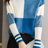 Bottle Neck Drop Shoulder Bi-Color Knit - 3 Colors Available