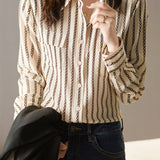 Double Flap Chain Stripe Long Sleeve Shirt