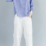 Skipper Collar Check Pattern Three-Quarter Sleeve Shirt - 2 Colors Available