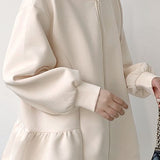 Ruffled Hooded Sweatshirt Jacket