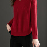 Solid Color Versatile Knit Base Layer Top