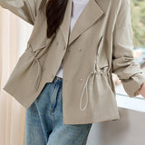 Basic Lapel Collar Drop Shoulder Jacket with Lining