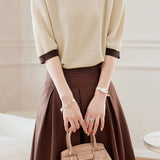 Bi-Color Hem Button Decor Knit Top - 3 Colors Available