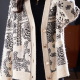 Fashionable Plaid Patchwork Wool Blend Knit Coat