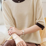 Bi-Color Hem Button Decor Knit Top - 3 Colors Available