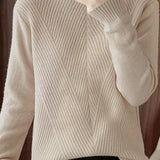 Half-High Neck Diagonal Ribbed Knit Top