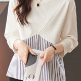 Casual Striped Color Block Round Neck Sweatshirt