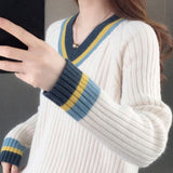 Color Block V-Neck Sweater