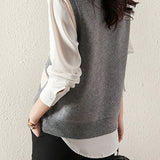 Casual V-Neck Diamond Pattern Knit Vest - 3 Colors Available