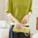 Bi-Color Hem Button Decor Knit Top - 3 Colors Available