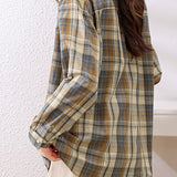 Applique Decor Check Pattern Casual Shirt