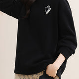 Lace-Paneled Mock Neck Sweatshirt