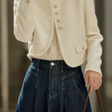 Chanel-Inspired Round Neck Flap Decor Jacket with Lining - 2 Colors Available