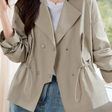 Basic Lapel Collar Drop Shoulder Jacket with Lining