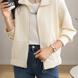 Reversible Houndstooth Quilted Breathable Knit Jacket