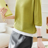 Bi-Color Hem Button Decor Knit Top - 3 Colors Available