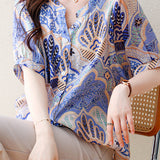 Skipper Collar Printed Short Sleeve Tunic