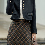 Chanel-Inspired Round Neck Flap Decor Jacket with Lining - 2 Colors Available