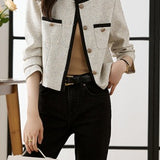 Contrast Color Round Neck Little Chanel Style Coat