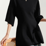 Round Neck Drop Shoulder Knit Tunic