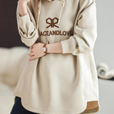 Hooded Logo Embroidery Drop Shoulder Hoodie