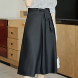 Volume Semi-Flare Skirt with Tie Belt