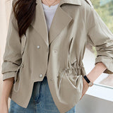 Basic Lapel Collar Drop Shoulder Jacket with Lining