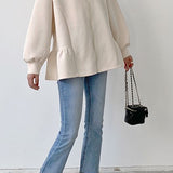 Ruffled Hooded Sweatshirt Jacket