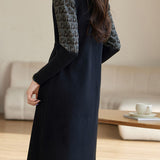 Mid-Length Patchwork Knit Dress