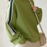 Contrast - color spliced round - neck sweatshirt