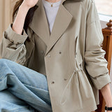 Basic Lapel Collar Drop Shoulder Jacket with Lining