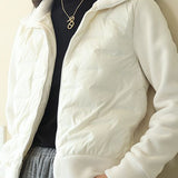 Loose Fit Casual Down Jacket with Fleece Patchwork