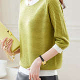 Bi-Color Hem Button Decor Knit Top - 3 Colors Available