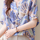 Skipper Collar Printed Short Sleeve Tunic