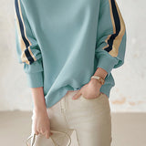 Contrast - color spliced round - neck sweatshirt