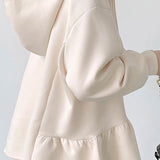 Ruffled Hooded Sweatshirt Jacket