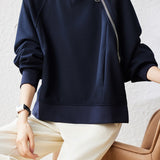 Loose Casual Short-style Oblique Zipper Hoodie