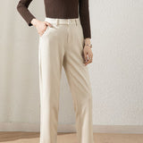 Casual Wool Straight Leg Pants