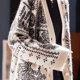 Fashionable Plaid Patchwork Wool Blend Knit Coat