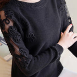 Versatile Lace Cutout Knit Sweater